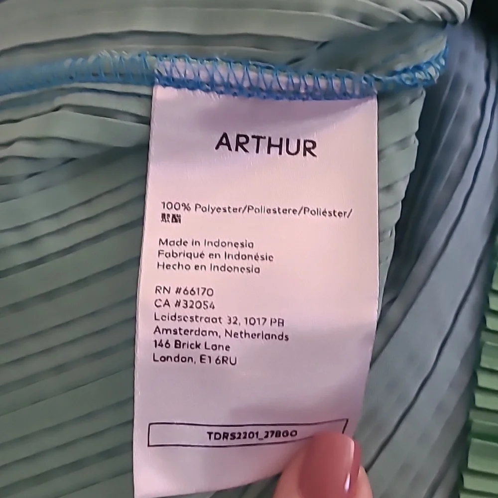 Arthur‎ Apparel Box Pleat Blue and Green Midi Dress NWOT